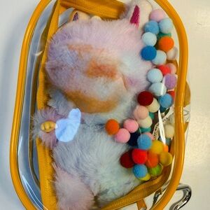 Transparent keychain holder for plush doll la bubu with Pom-Pom Keychain